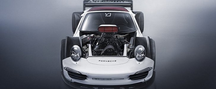 Front-Engined Porsche 911 Gets 1970 Dodge Charger V8: rendering