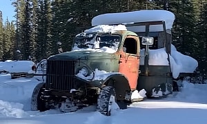 Frozen 1943 GMC CCKW Comes Back to Life, Handles Snow Like a Champ