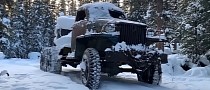 Frozen 1945 Studebaker US6 Truck Comes Back to Life, Handles Snow Like a Champ