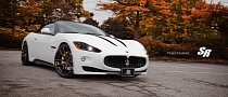 Frozen White Maserati GranCabrio on PUR Wheels