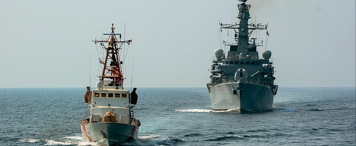 A patrol boat together with HMS Montrose are some of the warships monitoring the hotspots of Middle East waters