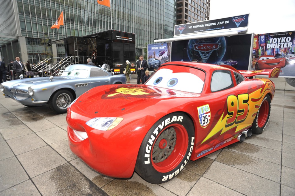 Life-size Lightning McQueen and Finn McMissile.
