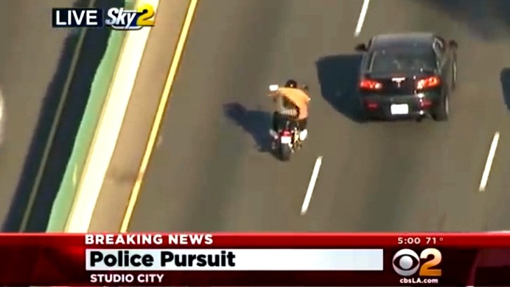 Funny Ending for Police Bike Pursuit