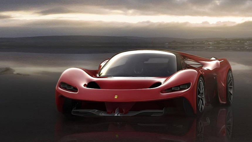 ICE Ferrari Hypercar rendering by tl.vk on car.design.trends