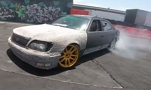 Fuzzy Lexus LS400 Ripped So Hard at Hoonigan Burnyard Tire Crackles Could Be Heard After