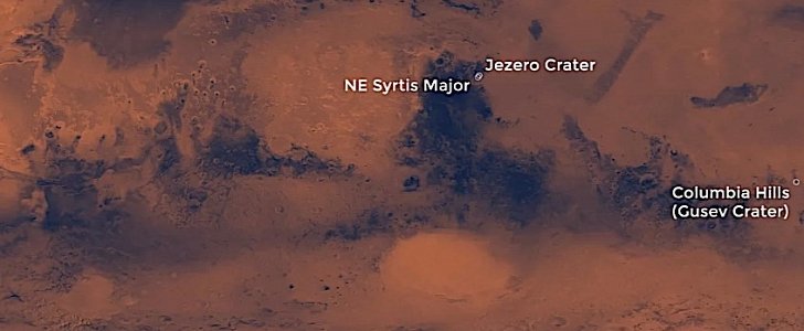 Three possible landing sites for Mars 2020 left