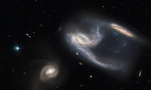Galaxies Take the Form of Star Trek Flagship in This Rare Hubble Photo