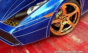 Gallardo Spyder "Morohoshi's Special" Gets Gold Wheels and Tron Wrap in Japan