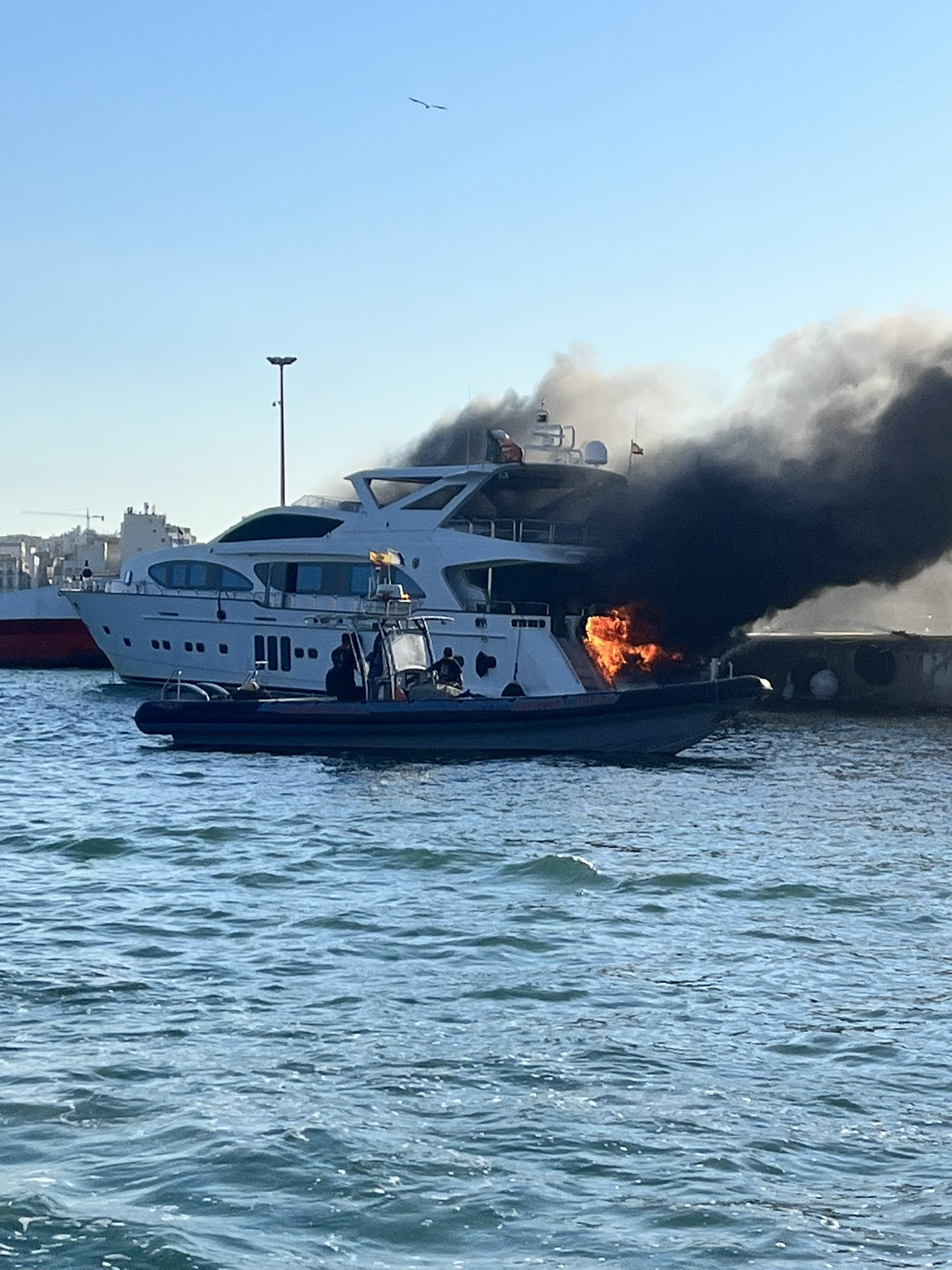 luxury yacht fire