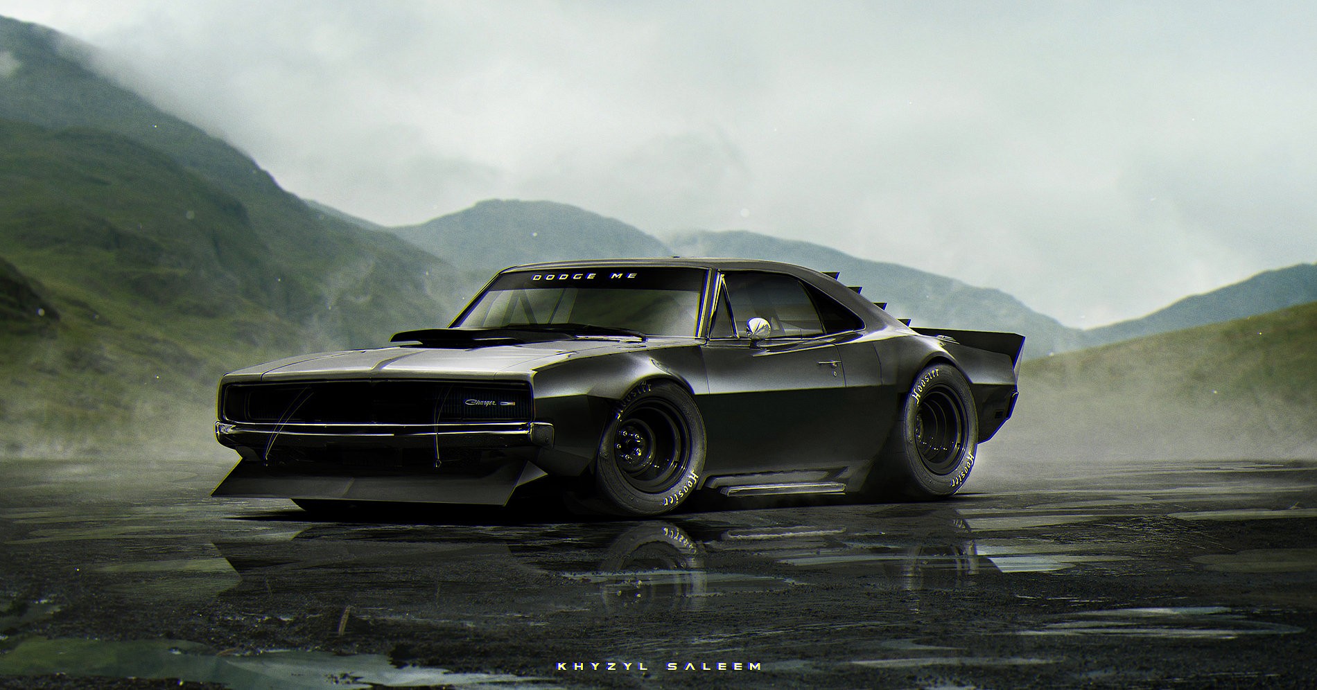 1960s mustang dodge challenger and corvette sting ray rendered as toxic futuristic muscle cars_3