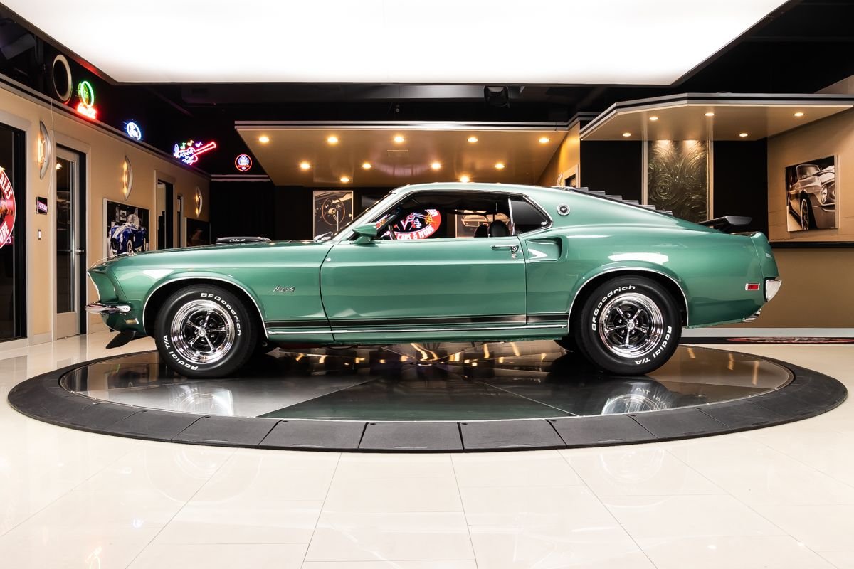 1969 Ford Mustang GT R-Code Rocks Silver Jade Paint and Cobra Jet ...