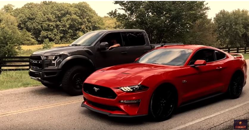 2019 Ford Mustang GT Drag Races F 150  Raptor America Wins 