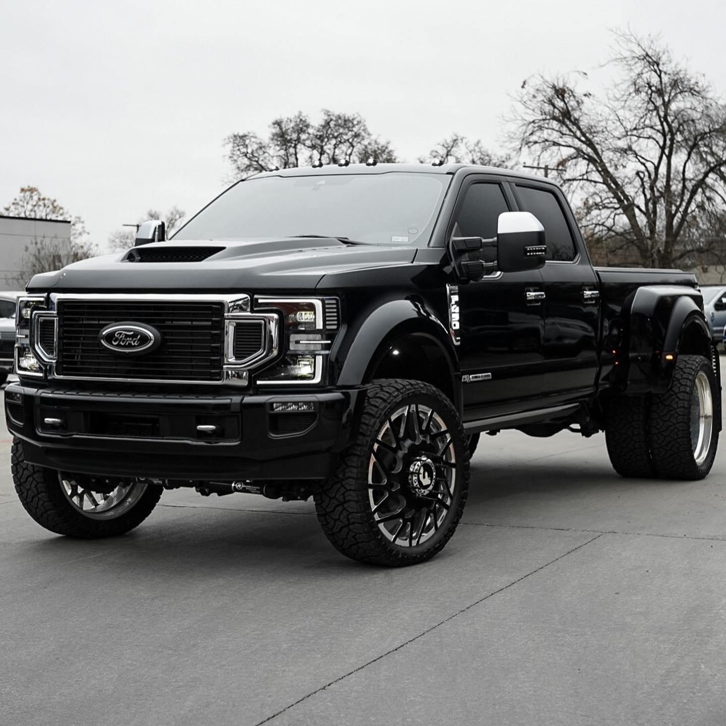 Pitch Black, Lifted Ford F450 Dually on Spiked 26s Is Not Your Average