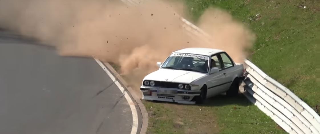 BMW E30 3 Series Goes Tail-Out On Nurburgring, Hits Guardrail Four ...