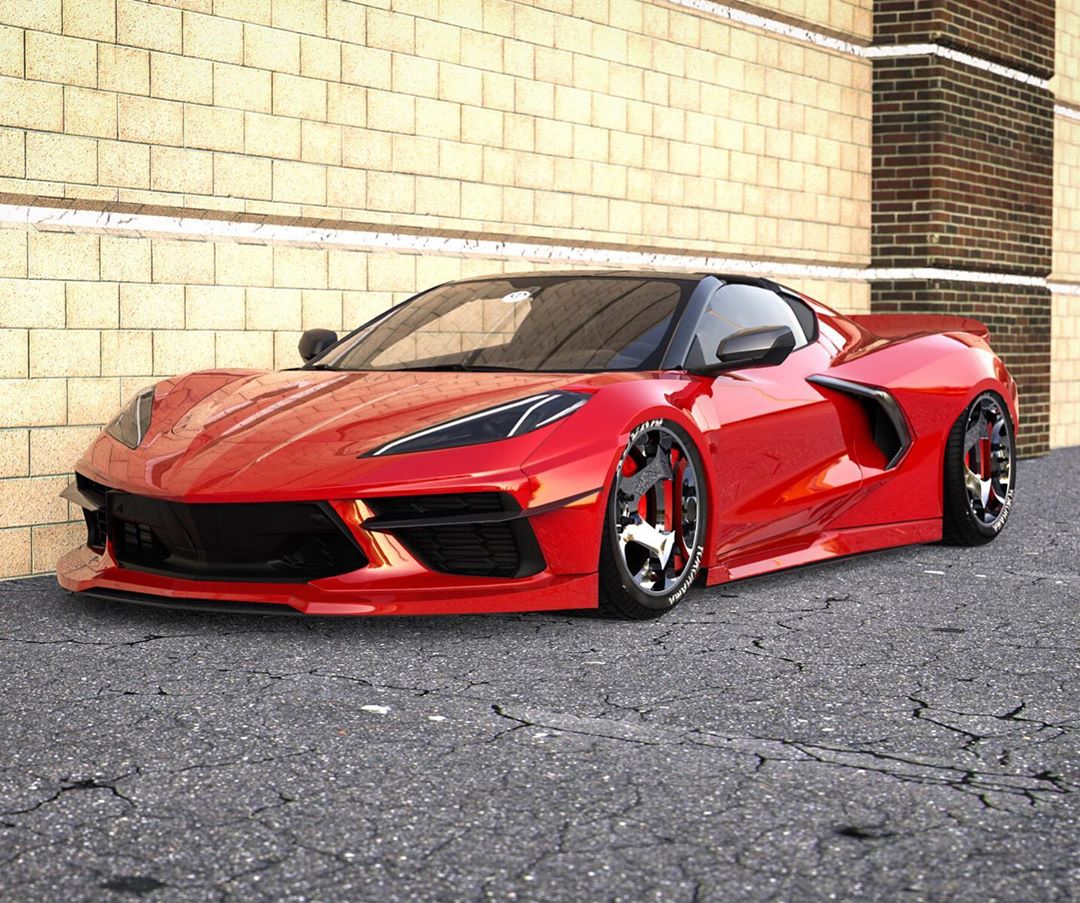 C8 Corvette "Red Devil" Shows Massive Ducktail Spoiler.
