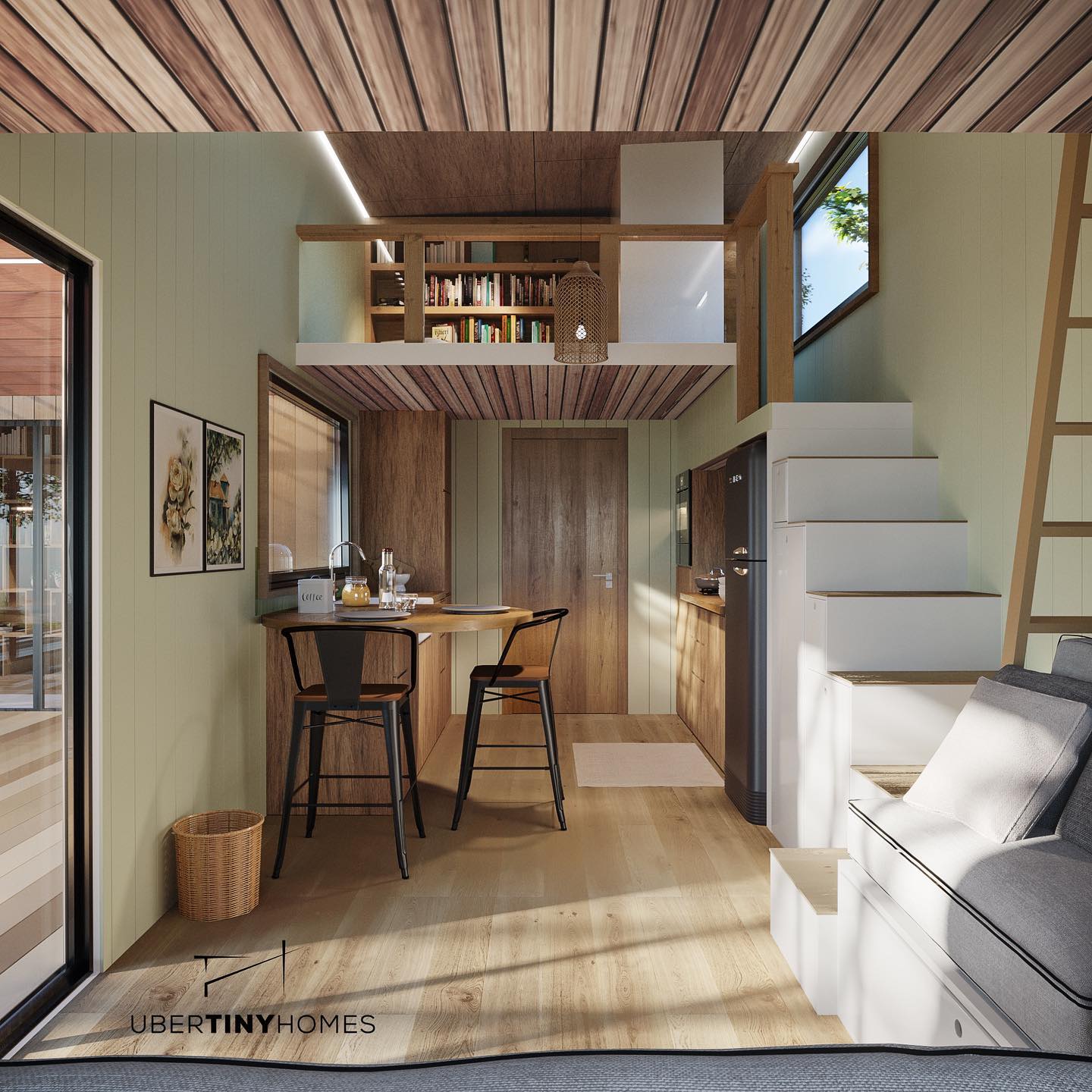 Casa Del Amor is a Two-Loft Tiny House Featuring an Office