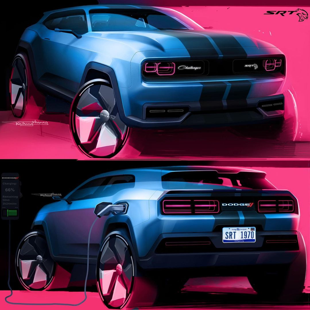 Dodge Challenger Electric SUV Looks Like a Mustang MachE Killer in