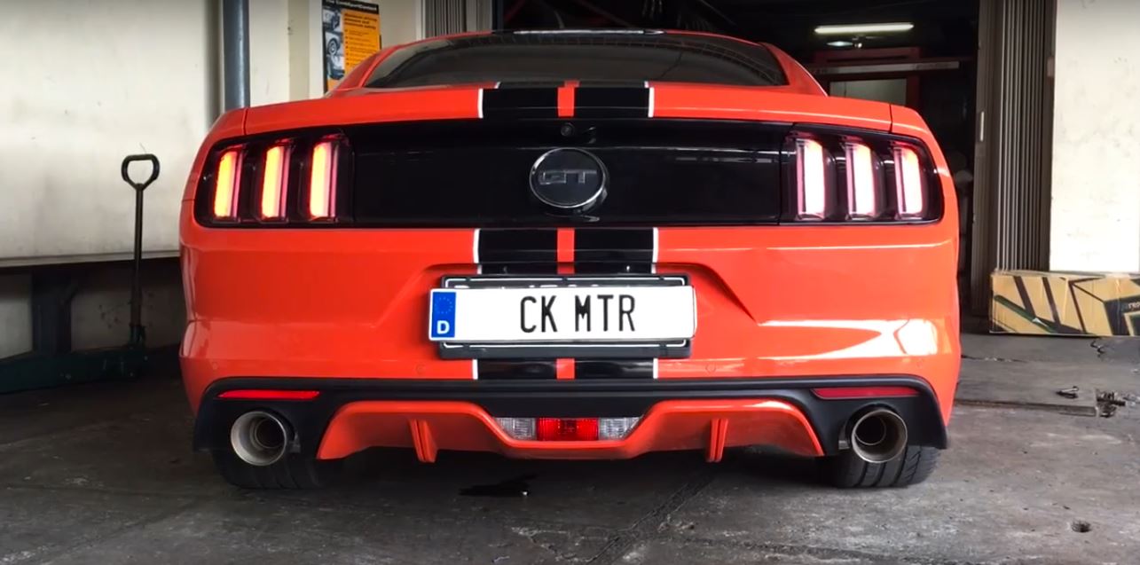 Ford Mustang GT with Armytrix Straight Pipe Valvetronic Exhaust Is V8