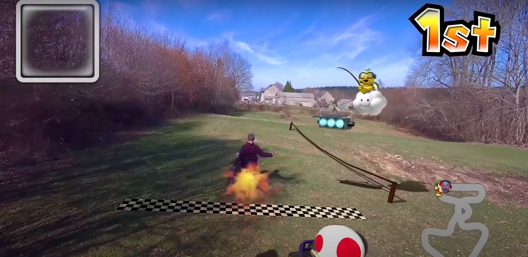Guy Plays Real-Life Mario Kart With a Lawn Mower and a Skydio