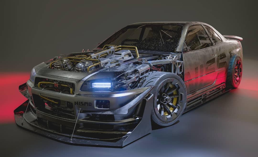 Incomplete R34 Nissan Skyline Gt R Is A Fascinating Digital Jdm Sight To Behold Autoevolution
