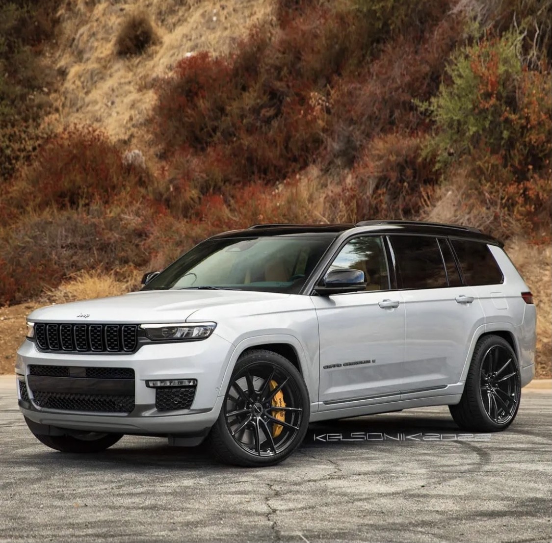 Lowered Jeep Grand Cherokee L Rendering Is All About Black Accents