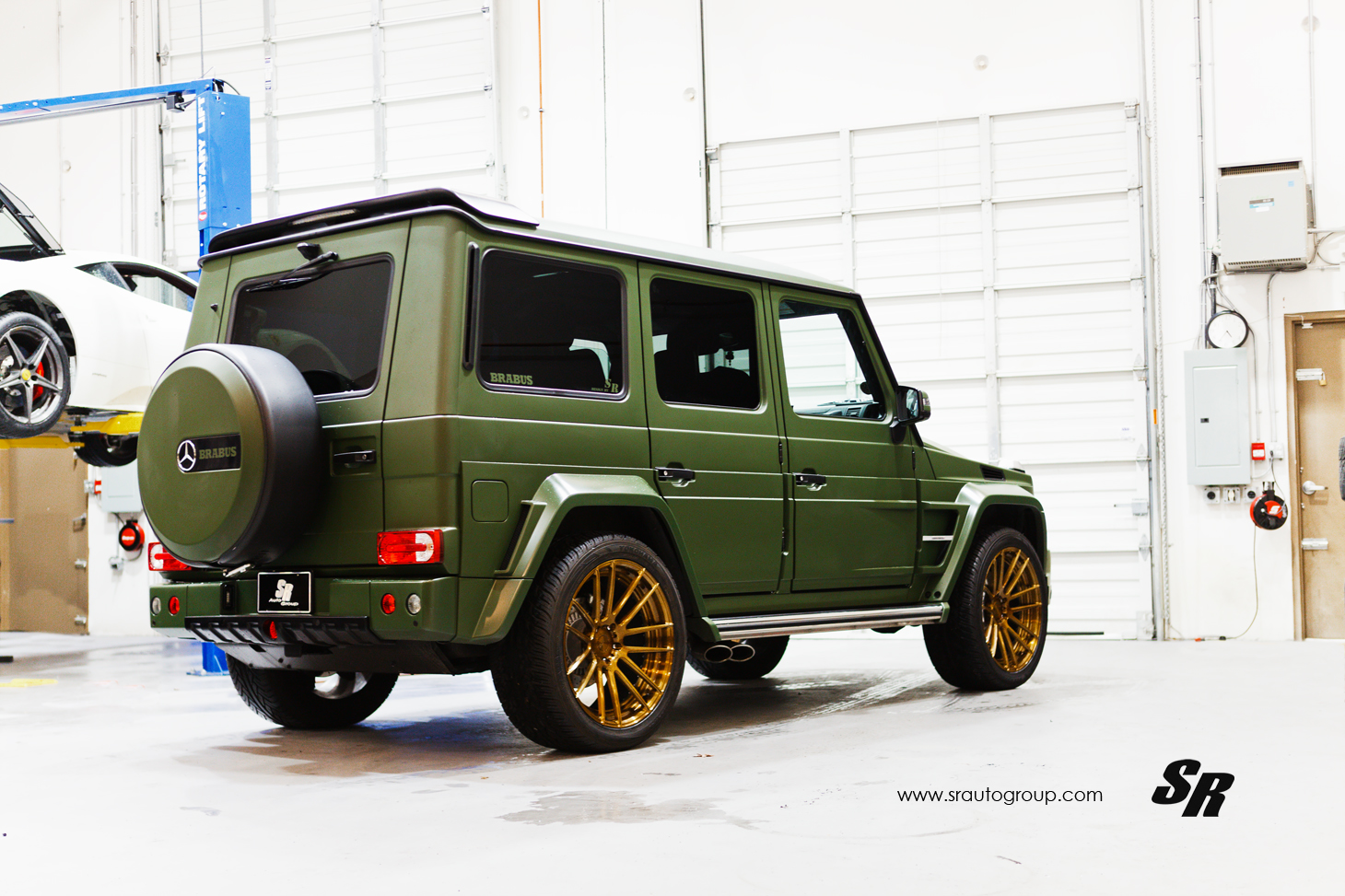 Military Green G 63 AMG With Unassorted Wheels.
