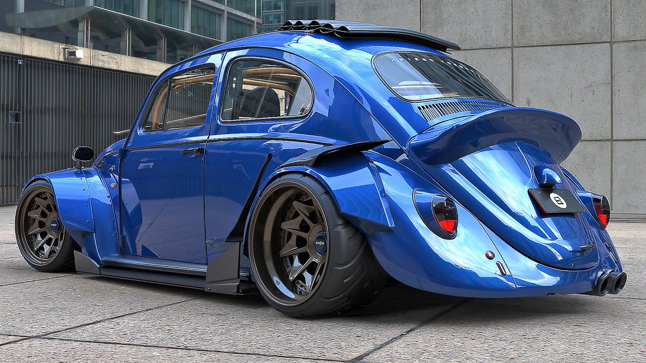 Old VW Beetle Gets RWB Kit and Rotiform Wheels, Looks Chubby.