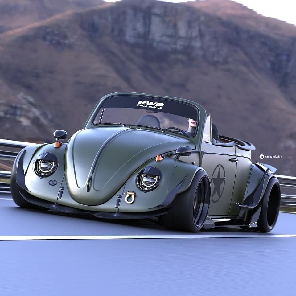 Old VW Beetle Gets RWB Kit and Rotiform Wheels, Looks Chubby - autoevolution