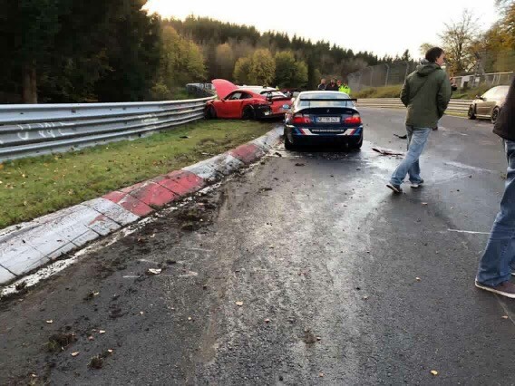 Porsche 911 Gt3 Rs Coolant Spill Causes 14 Car Nurburgring Crash