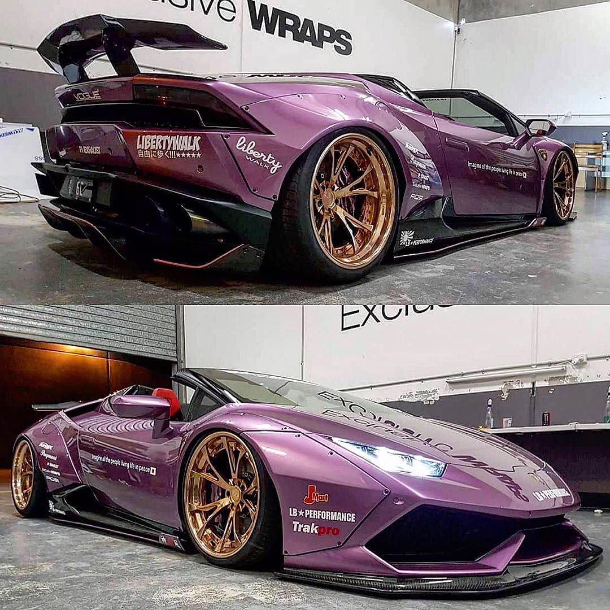 Purple Liberty Walk Huracan Spyder Joined by Gold Widebody ...