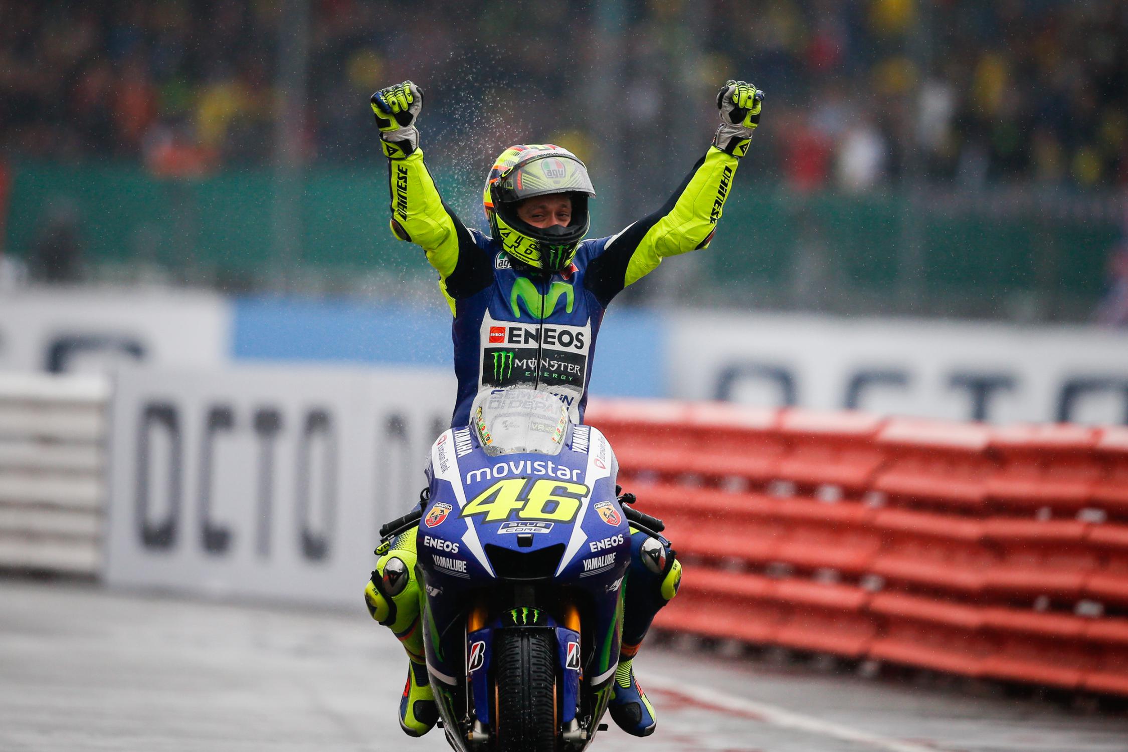 Rossi Wins at Soaked Silverstone, Ducati Again on the Podium
