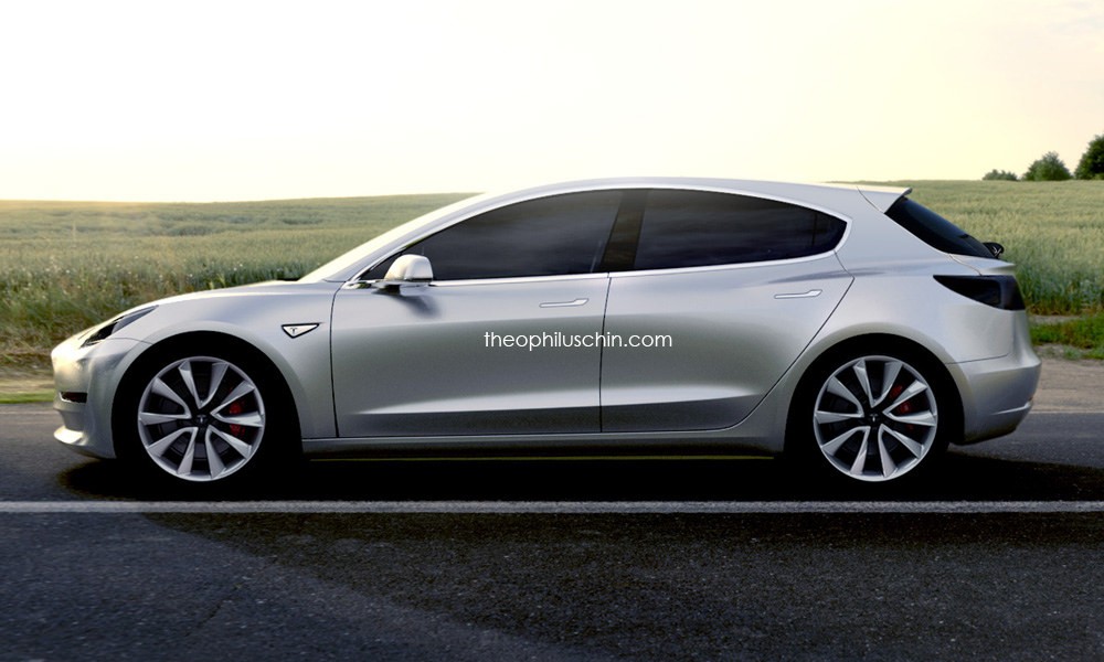 tesla model 3 hatchback rendering looks scary if you are audi bmw