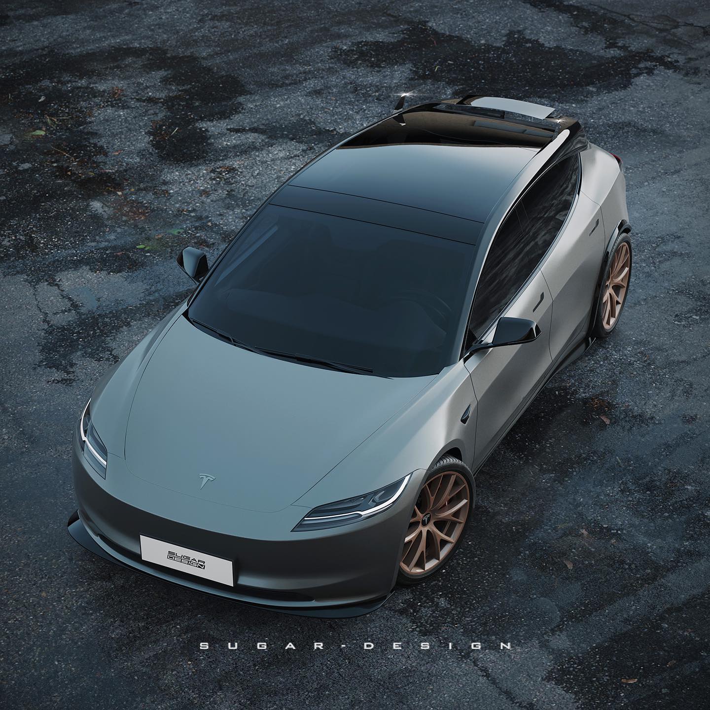 Render: Tesla Model 3 Super GT Hot Hatch With Tri-Motor Setup