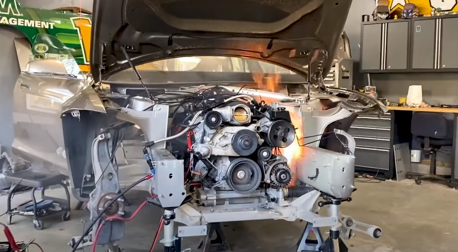 V8Powered Tesla Model S Has Maiden Engine Start, Combustion Escapes