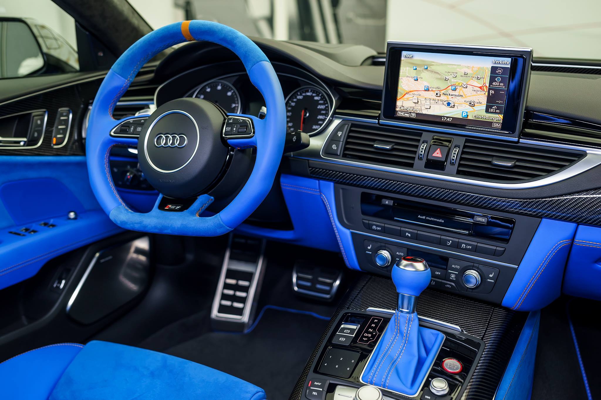 Voodoo Blue Audi RS7 Has an Interior That Belongs in a ... rs7 2017 sportback with a red colour 