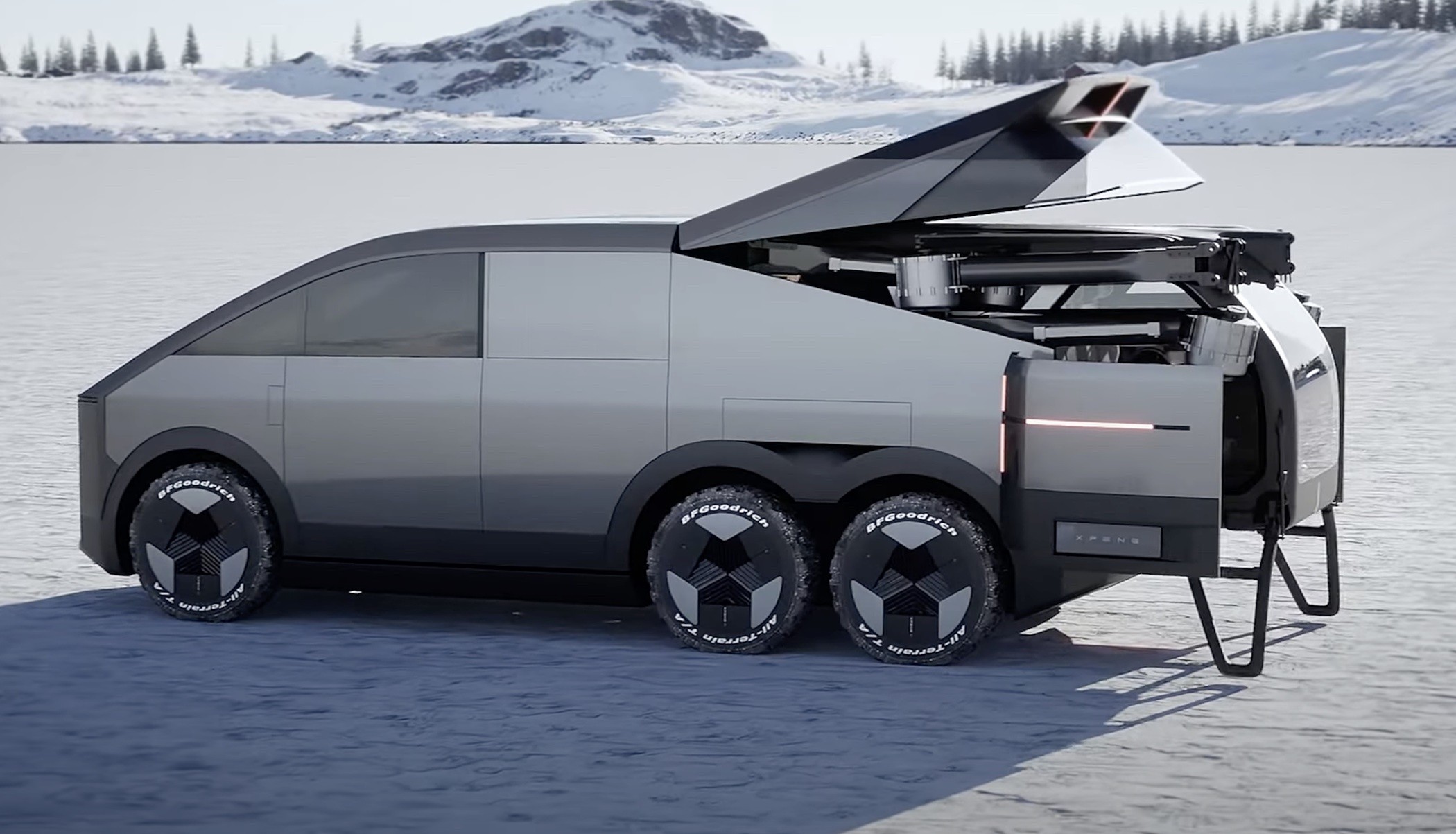 XPeng Unveils Six-Wheeled Cybertruck-Like SUV Concept Capable of Launching an eVTOL - autoevolution