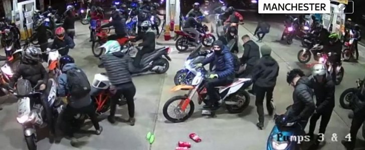 Gang of bikers raids Manchester gas station on night of "large scale public disorder"