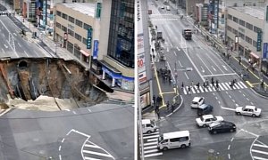 Gargantuan Sinkhole in Japan Gets Repaired in Record Time, Shows Up Again