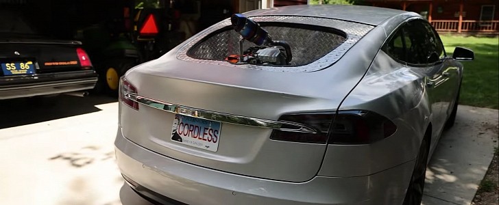 Gasoline-powered hybrid Tesla S