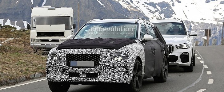 Genesis GV80 Spied Less Disguised in the Alps, Is Towing a BMW X5