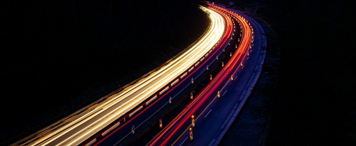 Time Lapse Photography of Cars on autobahn near Aachen, Germany