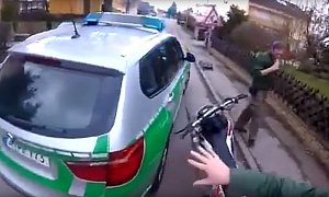 German Police Officers Make It 1-0 in the Cars Versus Bikes Match