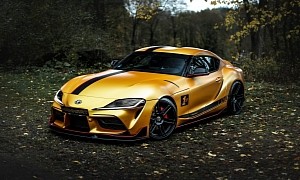 German Tuner Gifts the Toyota Supra With a Gold Wrap, 20” Concave Wheels, 550 PS