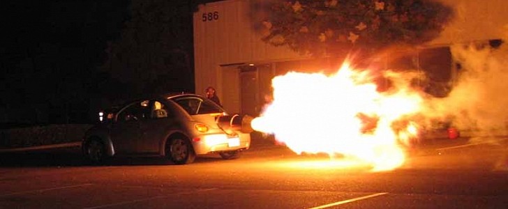 The 2000 jet-powered Volkswagen Beetle by Ron Patrick is on the market for $550,000