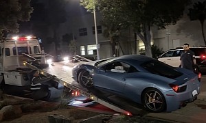 Getting a Crashed Ferrari Up on a Flatbed Truck Is an Owner's Worst Nightmare