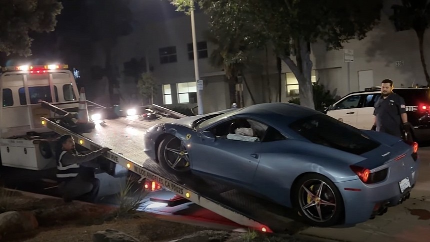 Crashed Ferrari 458 