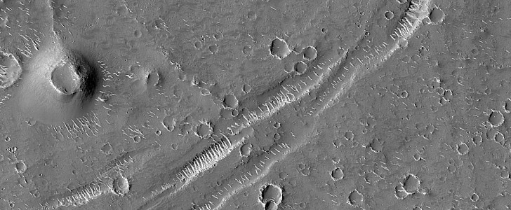 Ghost crater in the Utopia Planitia region of Mars