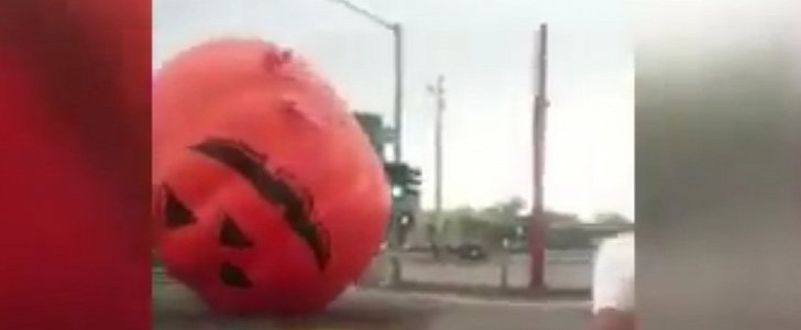 Giant Inflatable Pumpkin Causes Terror Even Before Halloween
