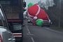 Giant Inflatable Santa Breaks Free, Blocks Traffic For 3 Hours
