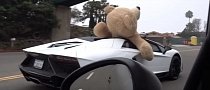 Giant Teddy Bear Riding in Lamborghini Aventador Roadster, a Beverly Hills Stunt